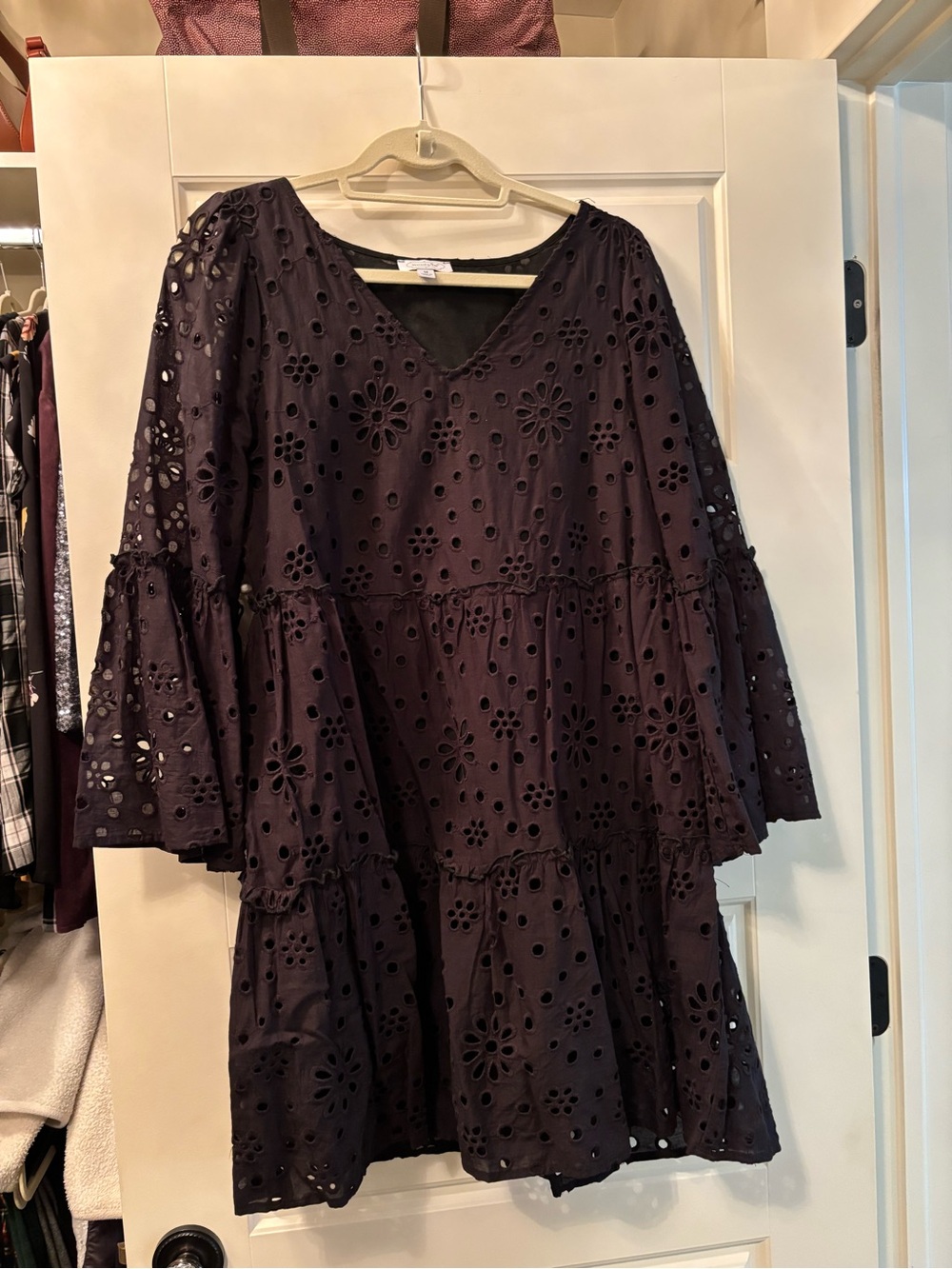 Mud Pie Eyelet Tiered V-Neck Midi Dress